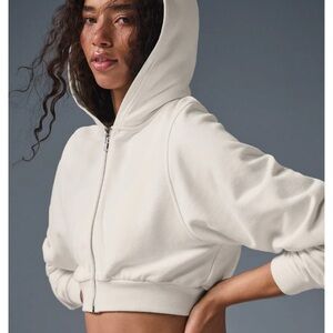 ALO Yoga Off-White Zip-Up Hoodie